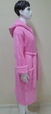 Длинный светло розовый женский халат с капюшоном Welsoft S