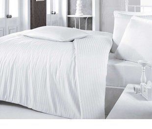 Однотонное постельное белье Stripe Sateen белое Евро