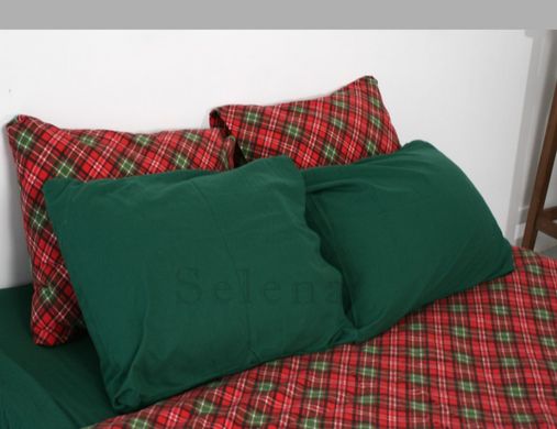 Фланелевое постельное белье Клетки green Евро