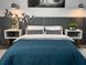 Стеганое покрывало Zigzag grey+indian teal двустороннее 140х215
