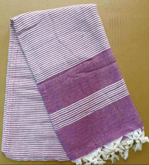 Полотенце пляжное Peshtemal фиолетово-лиловое полоска 100х180