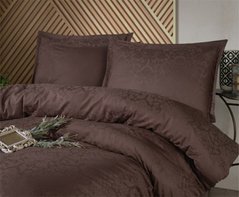 Комплект постельного белья сатин коричневый жаккардовый Royalisa v1 Евро