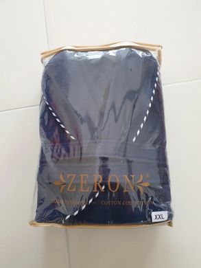 Длинный мужской велюровый халат темно синего цвета без капюшона 3XL