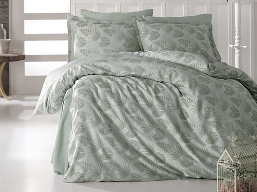 Жакардова постільна білизна Sateen Deluxe Jacquard Grida v2 м'ятна
