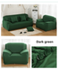 Натяжной чехол для двухместного дивана 145х185 зеленый без рисунка