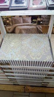 Жаккардовое покрывало серое Meyra dantel Gri