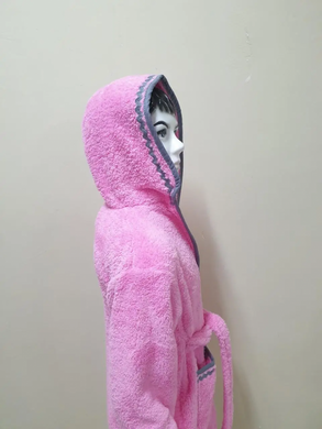Рожевий махровий халат Welsoft для підлітків зі смужками 13-14 років