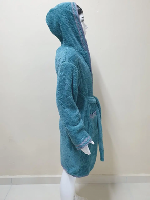 Темног голубой детский махровый халат с полосками Welsoft 7-8 лет