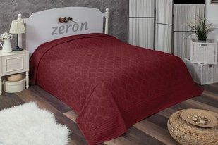 Махровая хлопковая жаккардовая простынь Damask Desen бордового цвета 200х220