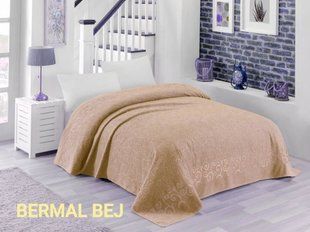 Махровая хлопковая двухсторонняя простынь Bermal bej бежевого цвета 200х220
