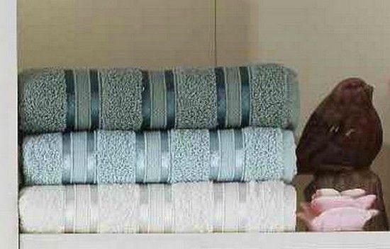 Комплект из трех полотенец Cotton Stripe Mikro Delux в зеленом цвете 50х90