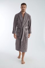 Серый махровый мужской халат бамбук 40%, ns 1330 taupe 4XL