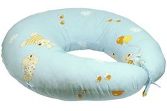 Силиконовая подушка для кормления с наволочкой голубая 65х65