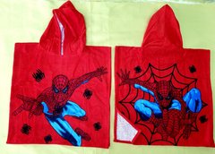 Пляжное пончо для малышей красное Человек паук 60х120