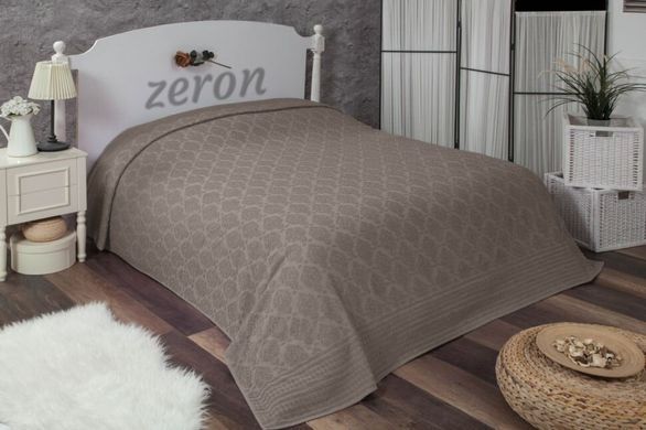 Махрове бавовняне жаккардове простирадло Damask Desen кавового кольору 160х220