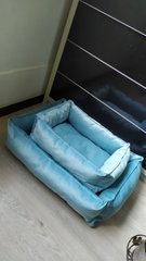 Лежак для домашніх тварин Rizo блакитний блиск зі знімним чохлом 70х95