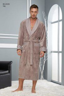 Длинный мужской халат без капюшона ns 15155 tas 4XL