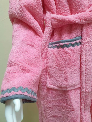 Темной розовый детский махровый халат с полосками Welsoft 5-6 лет