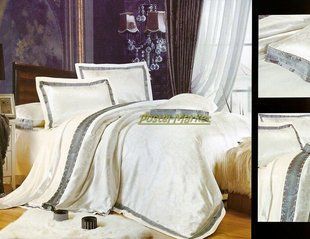 Постільна білизна жаккард шовковий La Scala 3D-075 з шовковою вишивкою Євро