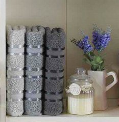 Комплект из трех полотенец Cotton Stripe Mikro Delux в сером цвете 70х140