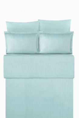 Постельное белье однотонного бирюзового цвета Vertical Stripe Sateen Turkuaz Семейный