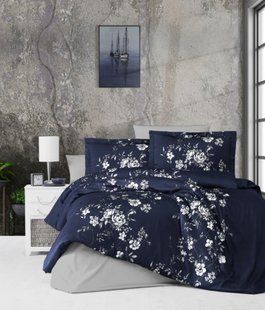 Комплект белья из Satin Arya Navy Blue Евро