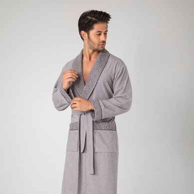 Длинный мужской халат без капюшона ns 20695 gri 4XL