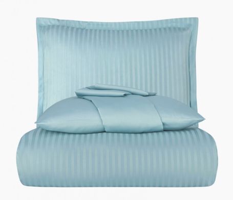 Постельное белье однотонного бирюзового цвета Vertical Stripe Sateen Turkuaz Семейный