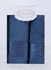 Набір блакитних махрових рушників Cotton (2 шт) з бавовни