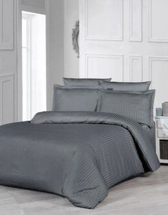 Комплект постільної білизни Stripe Sateen сірий Аnthracite Євро