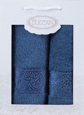 Набір блакитних махрових рушників Cotton (2 шт) з бавовни