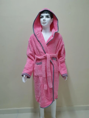Темний рожевий дитячий махровий халат зі смужками Welsoft 9-10 років