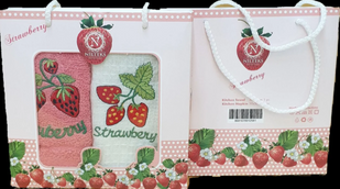 Кухонные полотенца махра/вафля 30x50 (2шт.) Клубничка