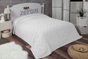 Махровая хлопковая жаккардовая простынь Damask Desen кремового цвета 200х220