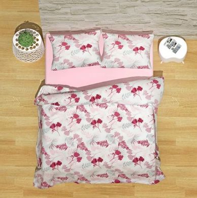 Комплект постельного белья хлопок Caline светло - розовый Евро