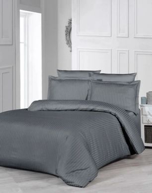 Комплект постельного белья Stripe Sateen серый Аnthracite Семейный