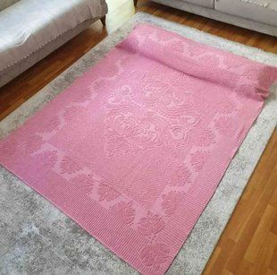Розовая махровая простынь BERFIN PEMBE 160х220
