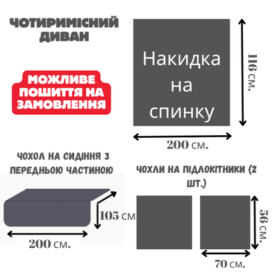 Накидка - Дивандек на спинку для четырехспального дивана велюр для мебели небесно - голубой 116x200