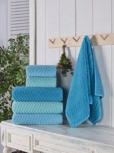 Махровый набор полотенец MicroCotton (3 шт) голубой Dalgali 70х140