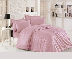 Однотонный комплект постельного белья из сатина розовый Двуспальный