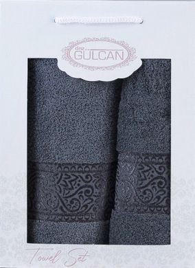 Набор темно серых полотенец Cotton (2 шт) из хлопка