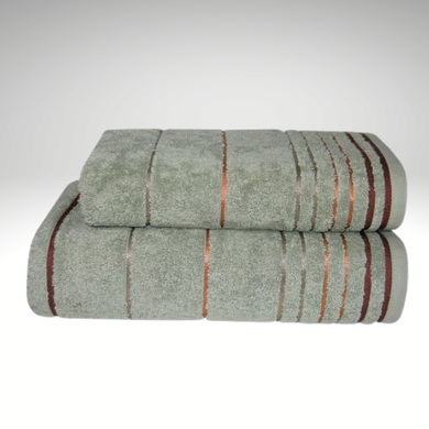 Махровое полотенце Stripe , 100% хлопок Jacquard оливковый &mdash; 600 г/м&sup2; 70х140