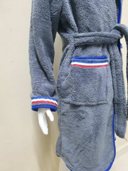 Темний сірий дитячий махровий халат зі смужками Welsoft 9-10 років