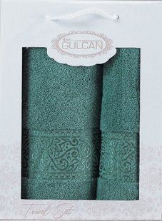 Набор зеленых махровых полотенец Cotton (2 шт) из хлопка