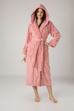 Довгий жіночий халат з капюшоном ns 8655 pudra 2XL