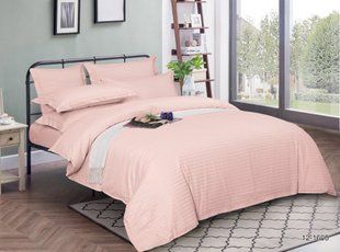 Однотонное постельное белье сатин Home Stripe Light Rose розовое Двуспальный