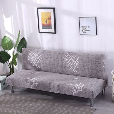 Натяжной чехол для двухместного дивана 145х185 серого цвета с узором