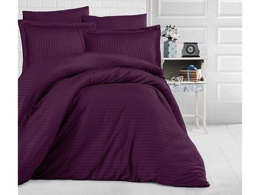Однотонное постельное белье Stripe Sateen mor фиолетовый Евро