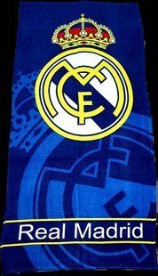 Полотенце пляжное RealMadrid синее велюр/махра