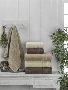 Махровый набор полотенец MicroCotton (3 шт) кофейный Noktali 70х140